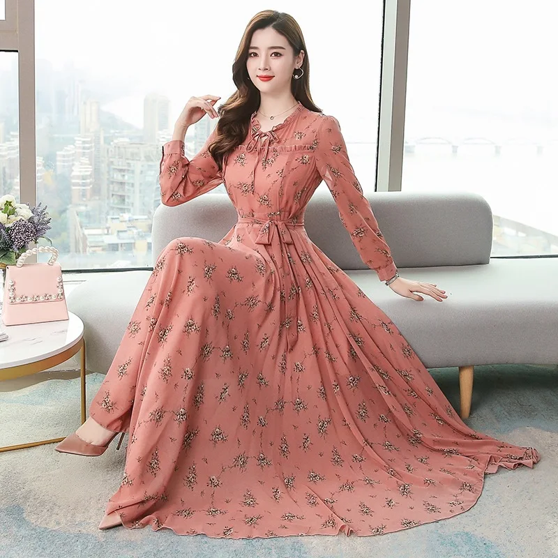 High quality Woman long dress fancy flower print western fashion ladies plus size dresses