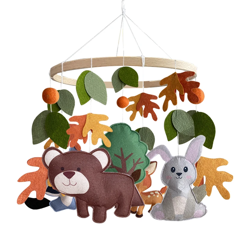 Baby Crib Mobile Cot Mobile Felt Mobile Toy Mobile Wooden Handmade Baby Shower Gift Woodland Forest Animals custom made wood bab