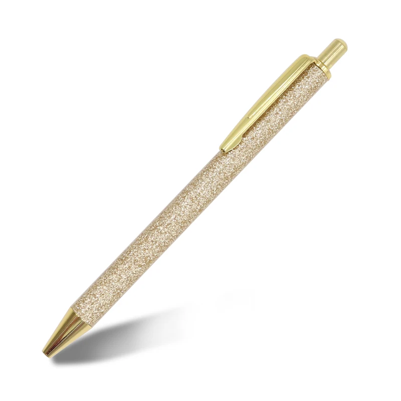 Wholesale Pretty Cute Pens Glitter Ballpoint Pens with Metal Barrel Retractable metal refill custom printed logo
