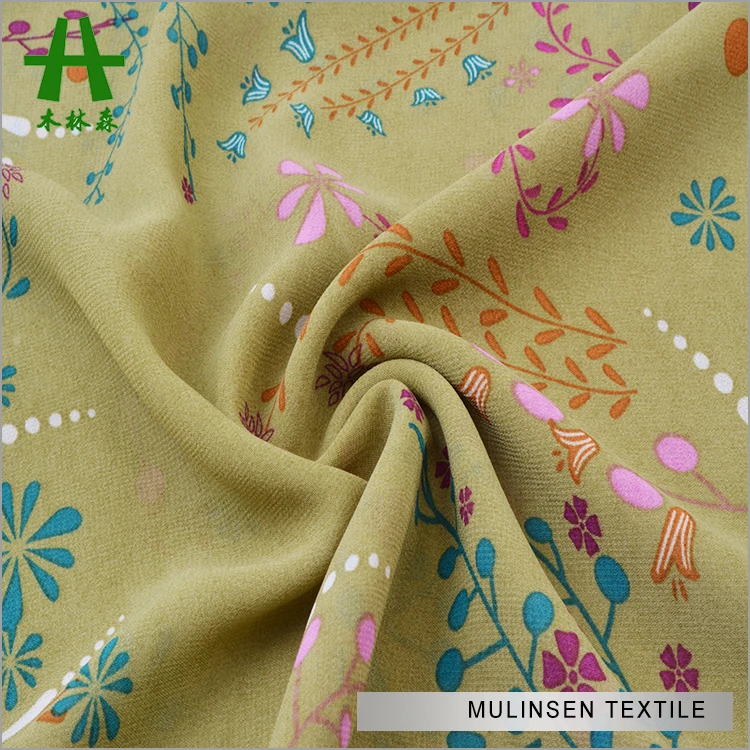 Mulinsen Textile Cheap Woven Printed Twisting 100% Polyester Fabric Chiffon