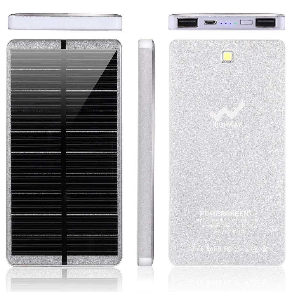 New Solar Power Banks Mobile Phone Portable Power Bank 10000Mah Double Usb High Capacity Waterproof Charger Solar Power Bank