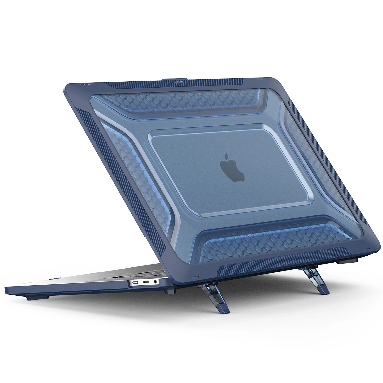 Прозрачный чехол для ноутбука MacBook Pro 16 TPU + PC с прочной складной подставкой Macbook