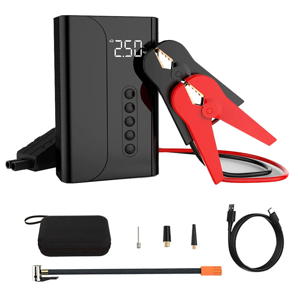 2022 new portable jump starter 2 in 1 with air pump inflator built-in air pump car inflator for car motor bike ball air pump