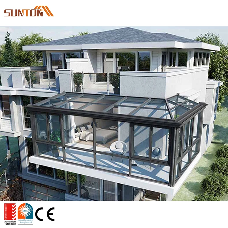 Custom outdoor metal aluminium sunrooms glasshouse set design modern winter garden aluminum frame glass sunrooms & glass houses