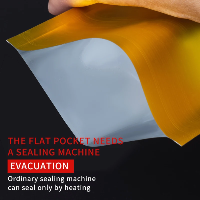 Food grade accept customized design printed three side heat seal aluminum foil golden foil packaging bag