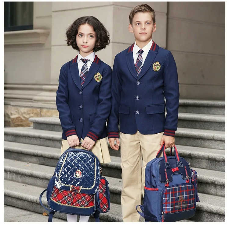 British Style Custom School Uniform Boys And Girls School Uniform Customize Unisex Blazer Suit For Primary Children