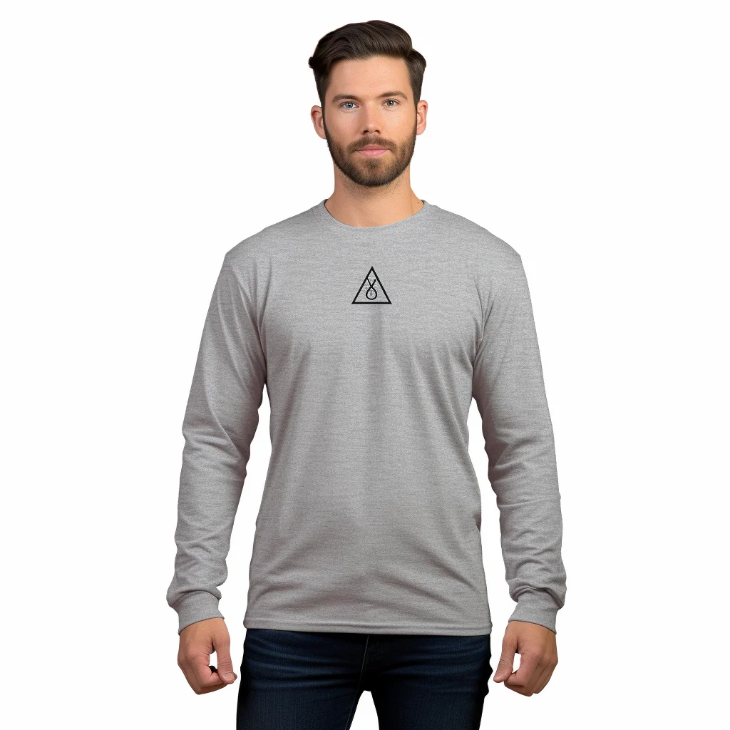 Custom 140gsm Tri Blend Hooded Long Sleeve T Shirt With Thumb Hole