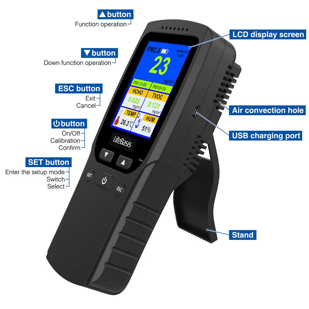 household formaldehyde air quality monitor for pm 2.5 air quality monitor analyzer