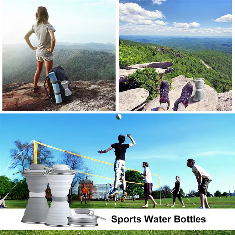 Free sample  Ecofriendly Sport Drinkware Shaker Protein Cycling Water Bottle Bpa Free Foldable Bottle Silicon Collapsible