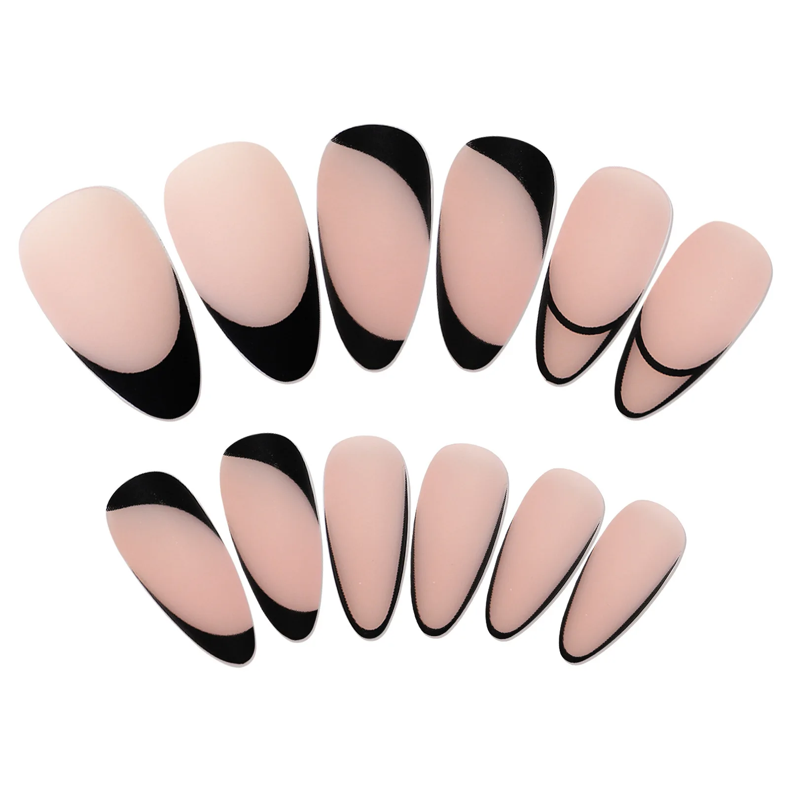 Wholesale Price French Style Black Line Wearing Artificial Nails Press On False Nail Tips