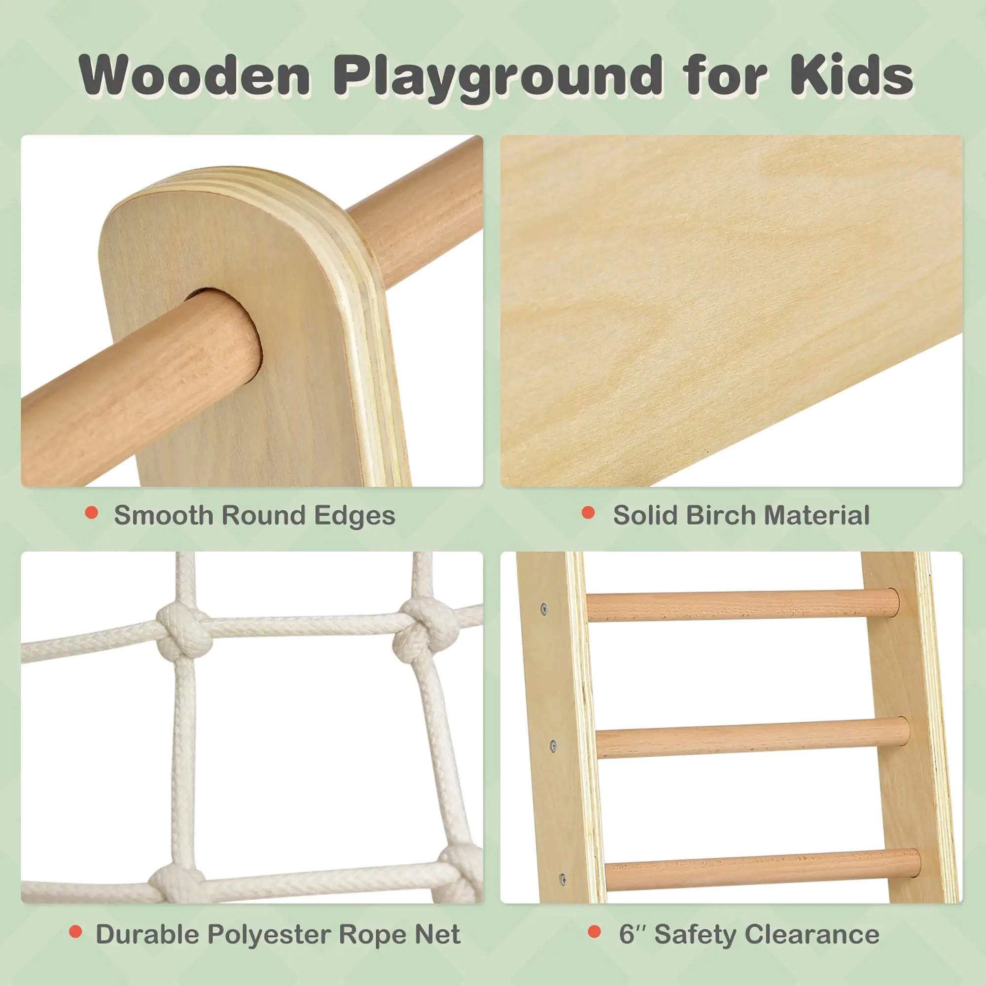 Wooden Climbing Frame Playground Indoor Children Montessori GYM Foldable Climbing Pickler Swing Combination Sports Exercise Sets