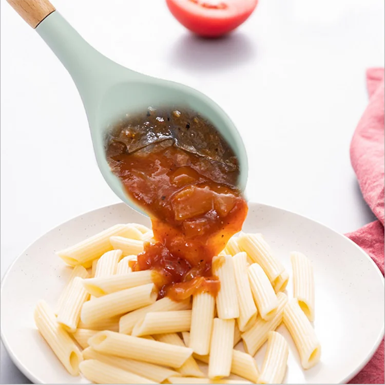 
Kitchen utensils set wooden handle handle non-stick pan shovel spatula spoonful organic silicon kitchen utensils 12 pieces 