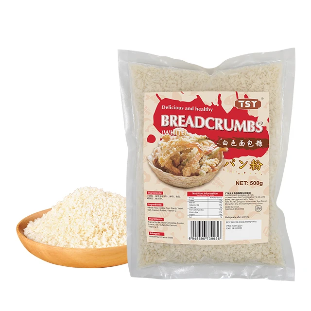 TSY Food Halal Dried Breadcrumbs Japanese Chicken Snacks High Quality 500G 1KG Yellow And White Panko Bread Crumbs