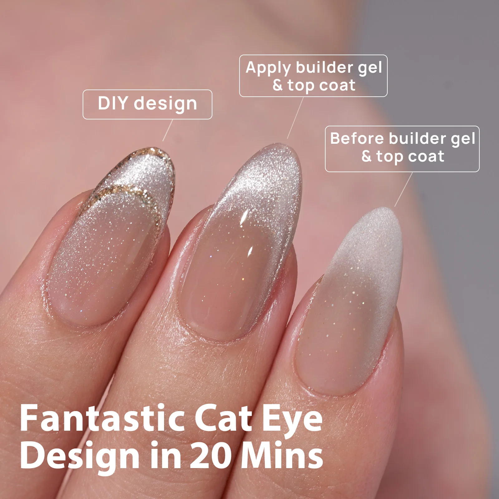 BTArtbox 150pcs Luxury Cat Eye Matte Gel X-Coat Tips Medium Almond Nail Tips Fade Press On Fake Nails Supplies