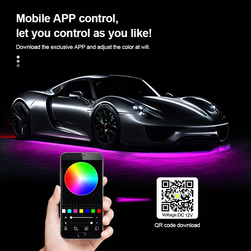 APP Underbody 12V Colorful Atmosphere Others Car Light Accessories Car Underglow Light