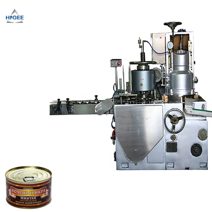 Canned pork meat can sealing machine with luncheon meat canned and wet glue labeling machine