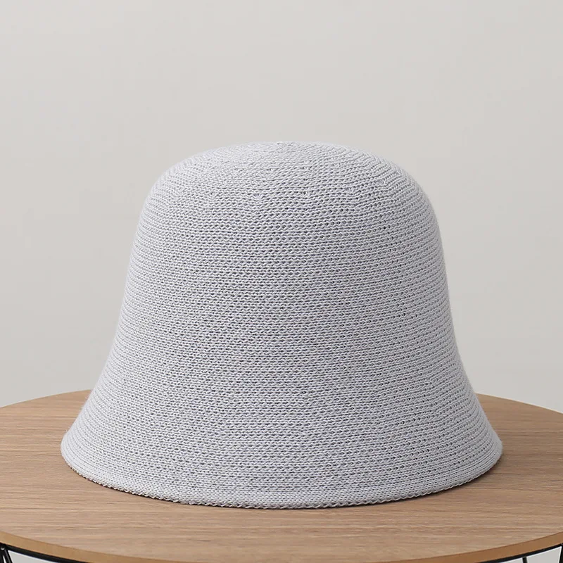 RTS Fashion Custom Logo Solid Color Women Summer hats Breathable Fisherman Hat Handmade Crochet Knit Bucket Hat