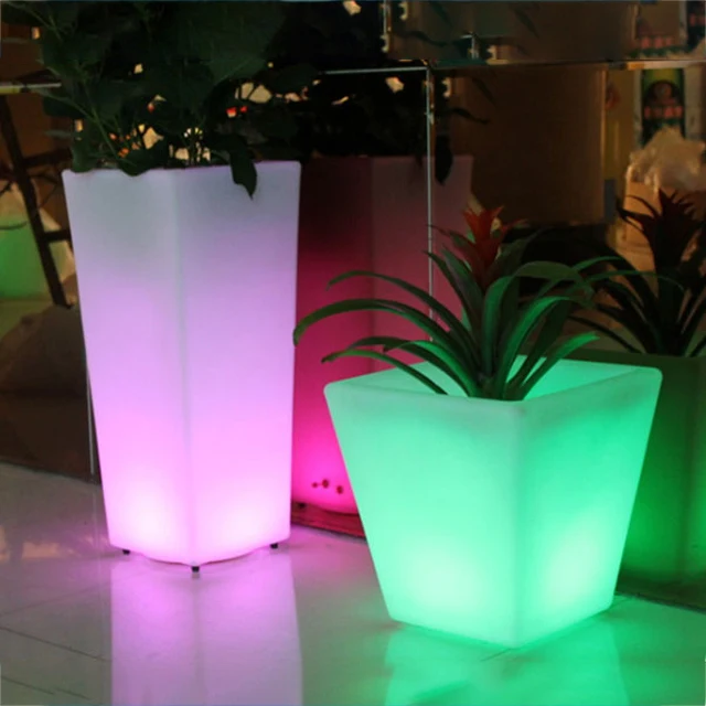led illuminate glowing flower pot/stackable plastic block garden flower pot
