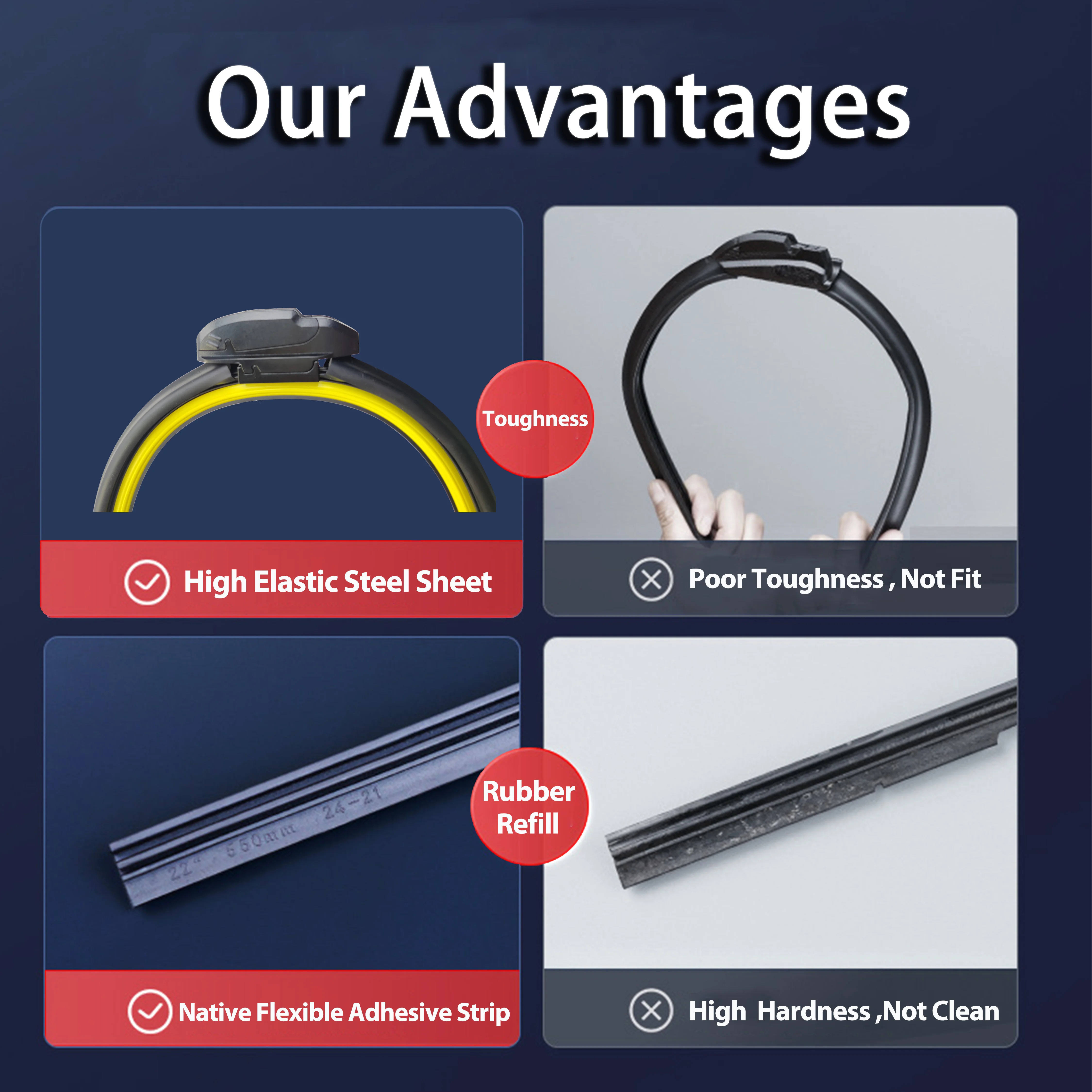 KCTION Wiper Factory Car Front Window  High Quality  Car Windshield Wiper Blade Universal Multifunction Wiper Blades for car