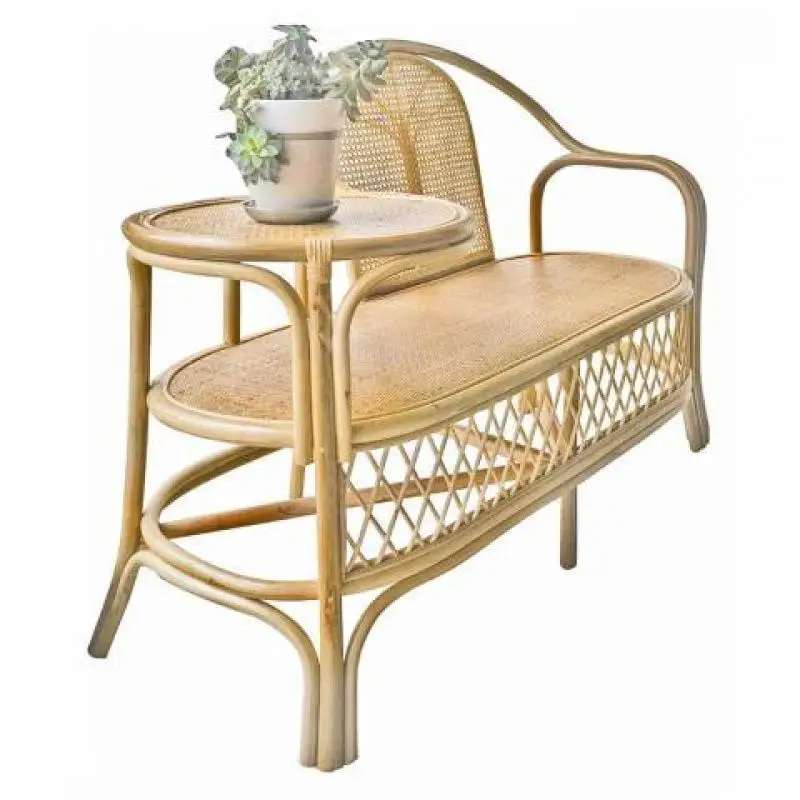 Balcony leisure area coffee table sofa integrated rattan retro style