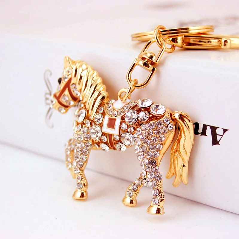 Rhinestone Crystal Lovely Horse Keychain Keyring For Car Handbag Charm Key Holder Wholesale