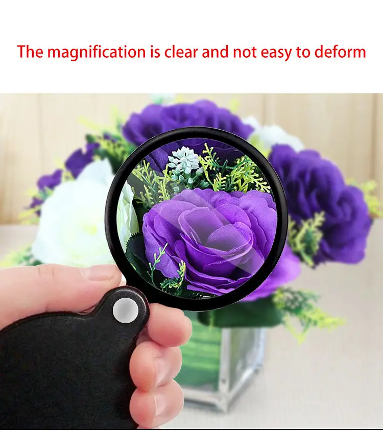 Mini Pocket Loupe Magnifier Magnifying Glass Small Magnifying Glasses with Protective Leather 360 Degree Rotating Foldable