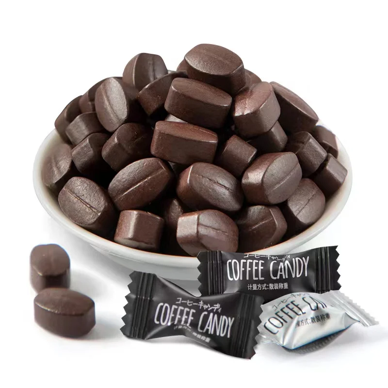 Hot Selling Individual Wrapped Sweets Hard Candy Coffee Chewable Tablets Candy OEM Coffee Bean Candy