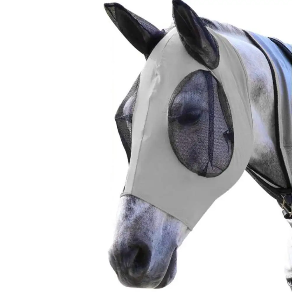 Anti Mosquito Mesh Equine Horse Fly Mask Horse Head Ear Cover Comfortable Anti Fly Files Mask