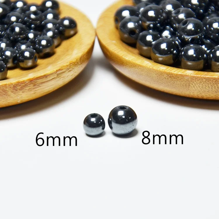 Aita natural Wholesale round Beading Glossy 6mm/8mm Hematite Natural Loose Healing Stone Crystal Beads Colorful Jewelry Making