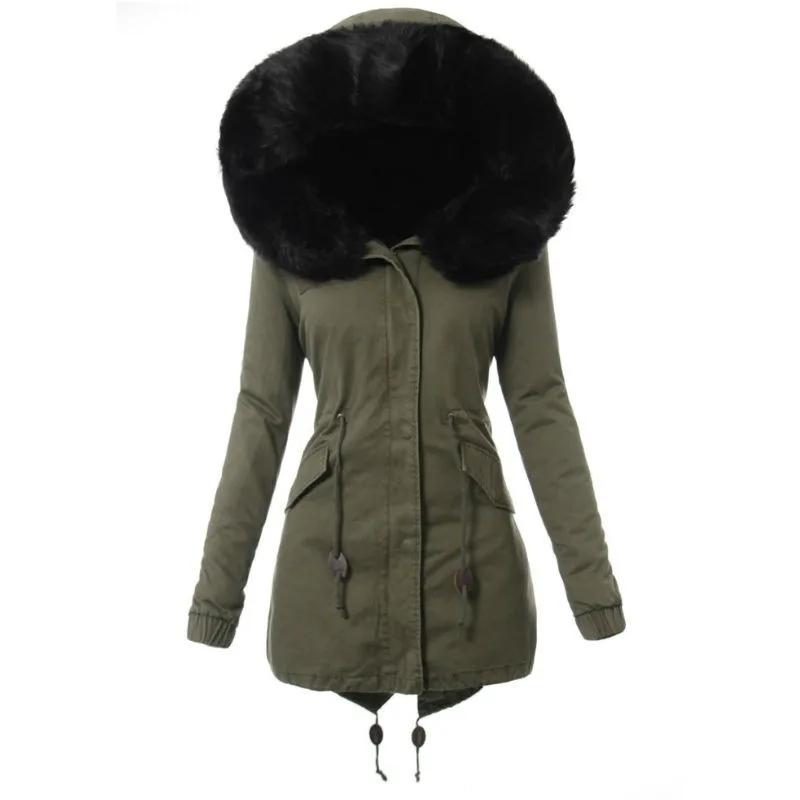 High Quality Windproof Thicken Warm Long Parka Puffer Winter Fleece Jacket For women