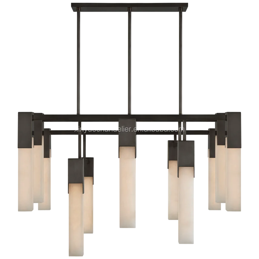 High Quality Designer Indoor Brass Spanish Alabaster Marble Pendant Light Covet Large Chandelier For Dinning Room Kitchen