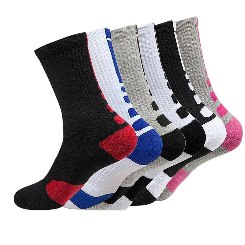 Wholesale 3 Pairs Mens Crew Sports Socks Athletic Elite Basketball Socks For Adults
