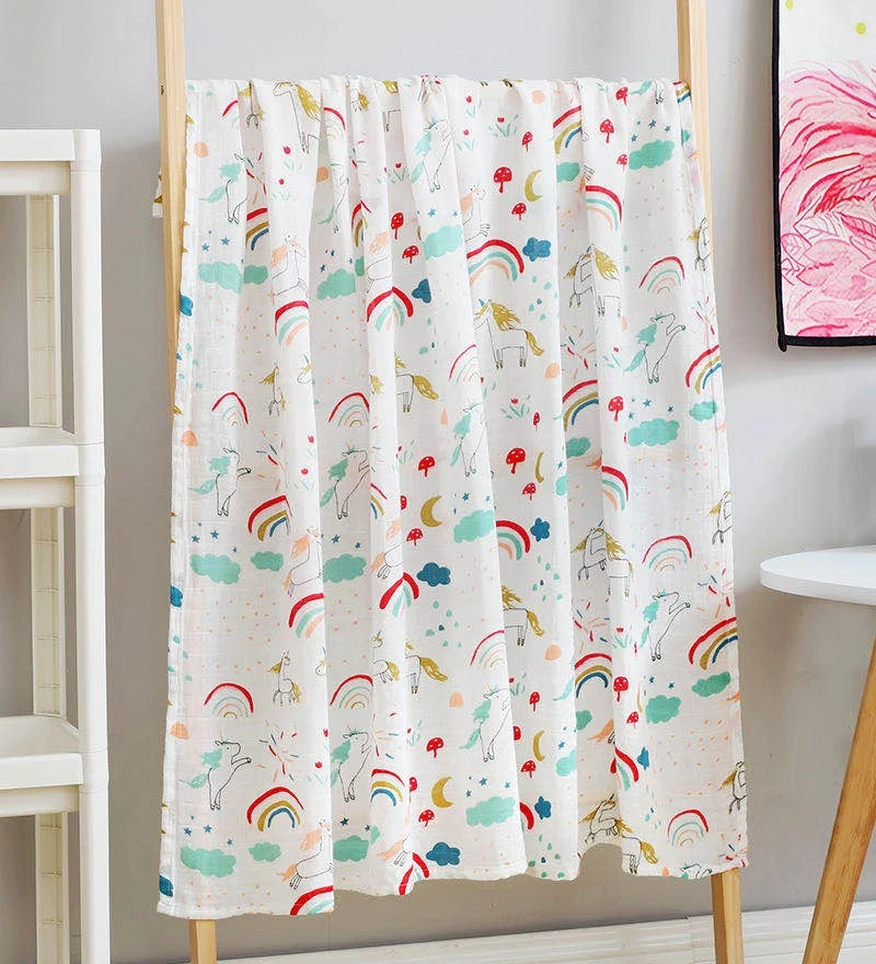 Wholesale Custom Print Baby Muslin Swaddle Blanket Pink Cotton Quilt Bamboo Cotton Swaddle Muslin Baby Swaddle Blanket For Child