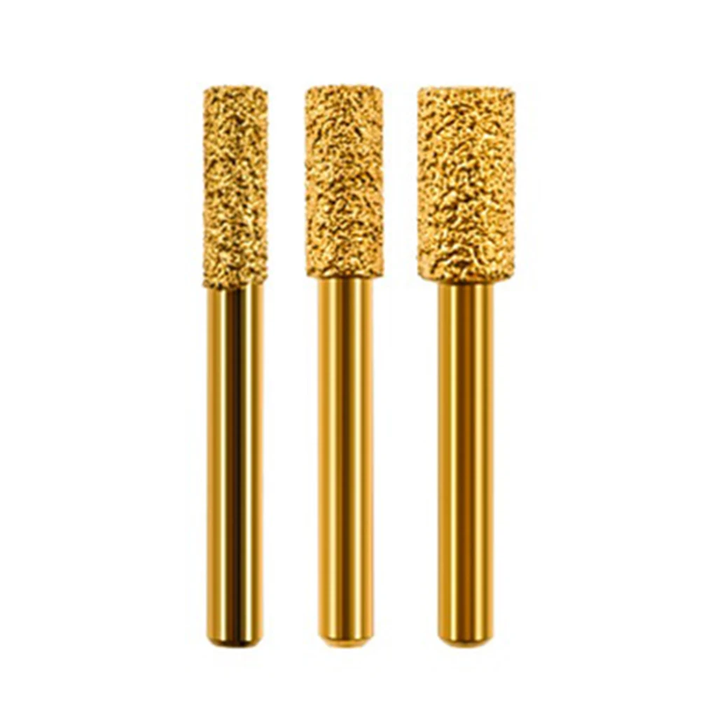 Vacuum Brazed Diamond Burring Head Grinding Bit Cylinder Type Filing Tools For Stone Polishing Rotary Tools Accessories