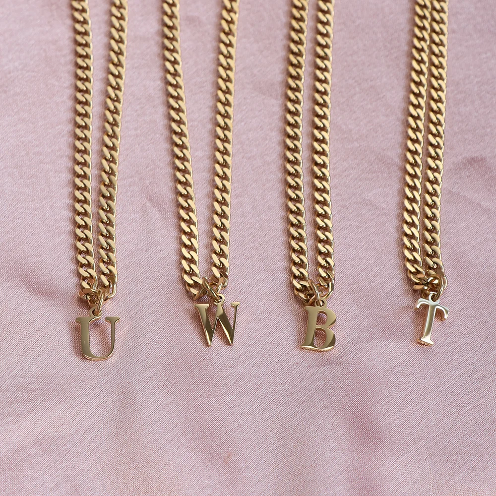 Персонализированное ожерелье из нержавеющей стали с золотыми инициалами и буквами для женщин и мужчин
