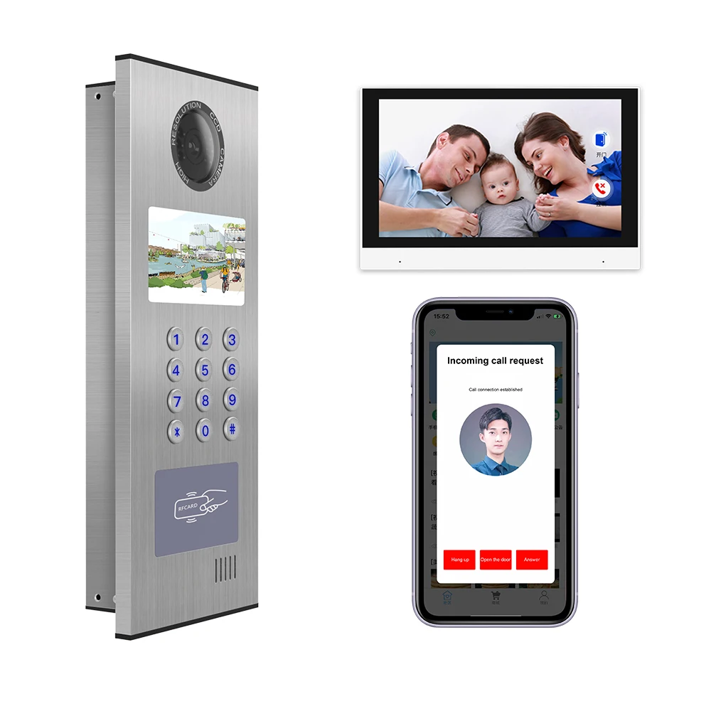 4.3 inch advertising screen Ethernet cable /4G SIP Video Door phone Intercom remote mobile app apartment door access control sy
