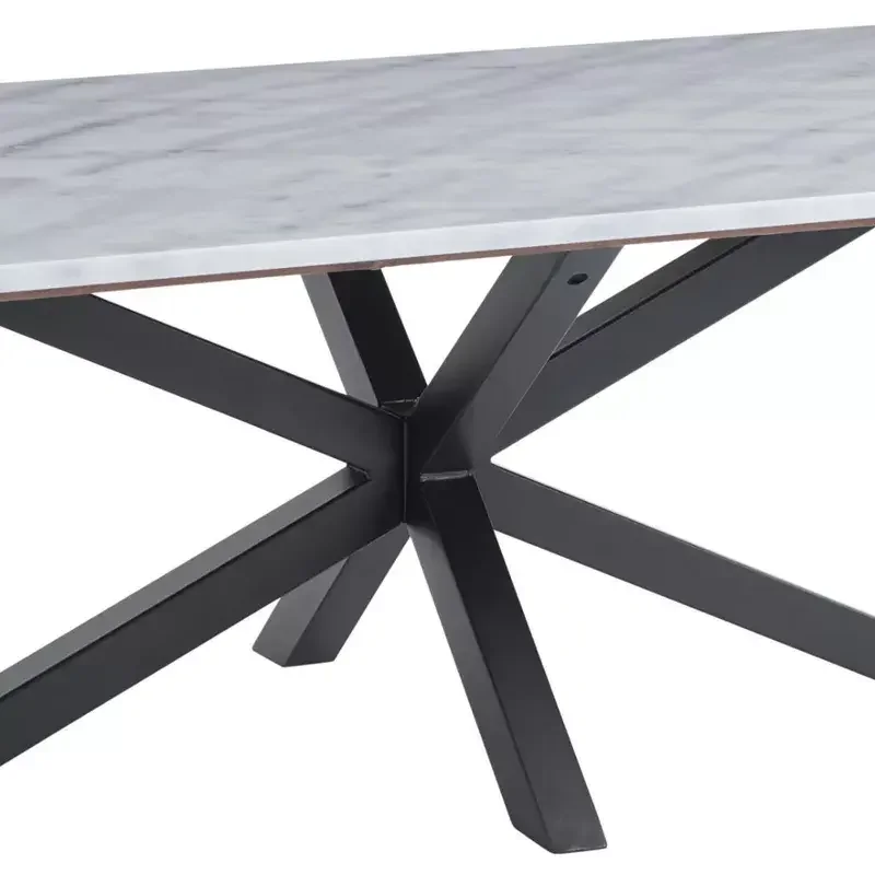 Luxury Nordic Minimalistic Table Creative Modern Black Metal White MDF Sintered Stone Top Coffee Table