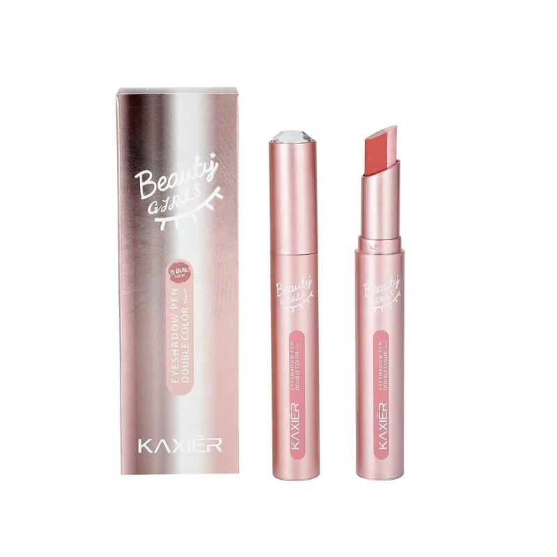 Double Color Gradient Dual-Color Eyeshadow Pen with Pearl Shimmer Powder, Earth Tones, Non-Fading Lazy Makeup Eyeshadow Stick