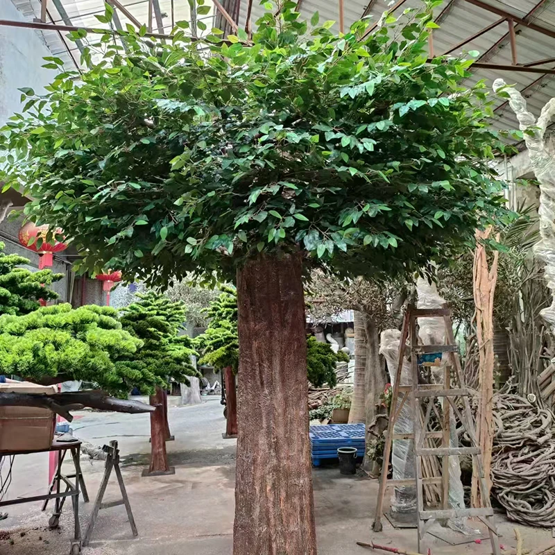 China silk green simulation trees artificial giant banyan tree ficus tree indoor artificial oak for sale