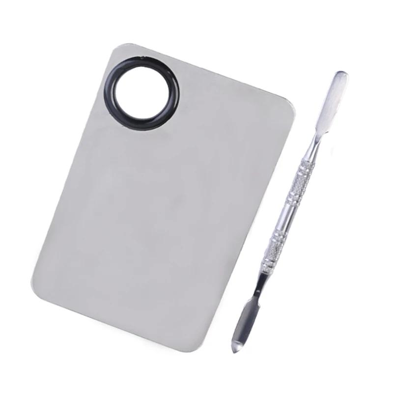 Wholesale high quality Makeup tools  Cosmetic mixer Rectangle stainless steel Mixed palette with spatula