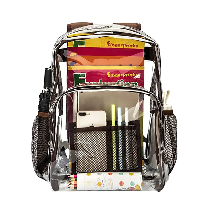 Wholesale Heavy Duty Clear PVC Transparent Children Kids Backpack with Reinforced Strap