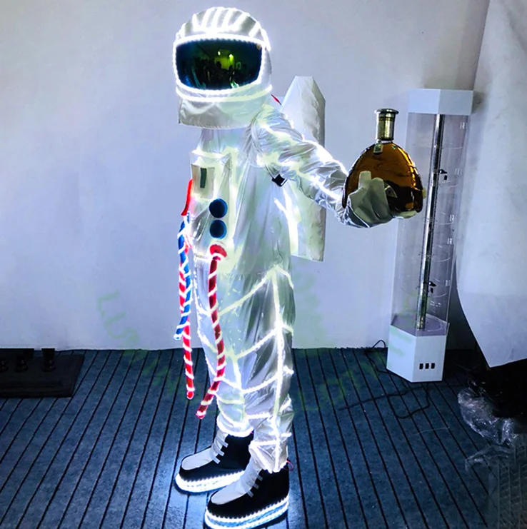 Christmas Carnival Halloween led light up clothes Space Suit For Masquerade Party Club Cosplay Luminous Astronaut LUMINOUS CLOTH