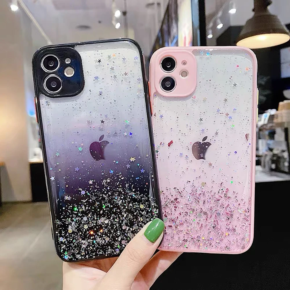Glitter Tin foil colorful glue phone case bing deisigns shine star TPU PC covers for Samsung A51 A71 S20 FE