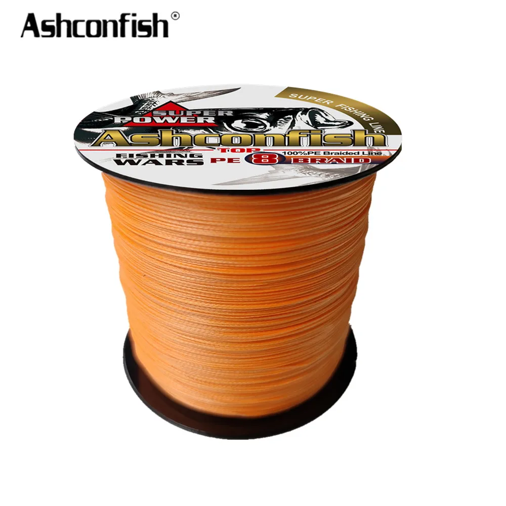 ASHCONFISH UV light  HALO Orange 1000 M 8 Strand Braided Fishing Line Fly Saltwater Sea Japan Braided Fishing Line