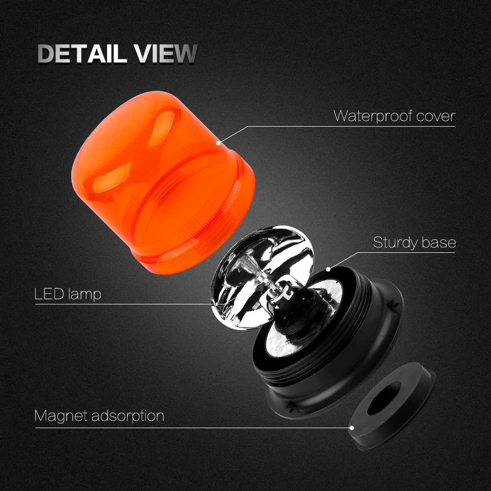 Made in China Hot sale Rotating Led Safety Light 6-48V LED rotary round Beacon Warning Light For Trucks Engineering Vehicles