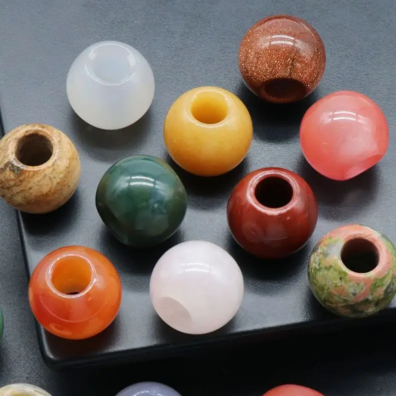 hot sale natural stone for jewelry making 12mm gemstone with 5mm big hole loose beads