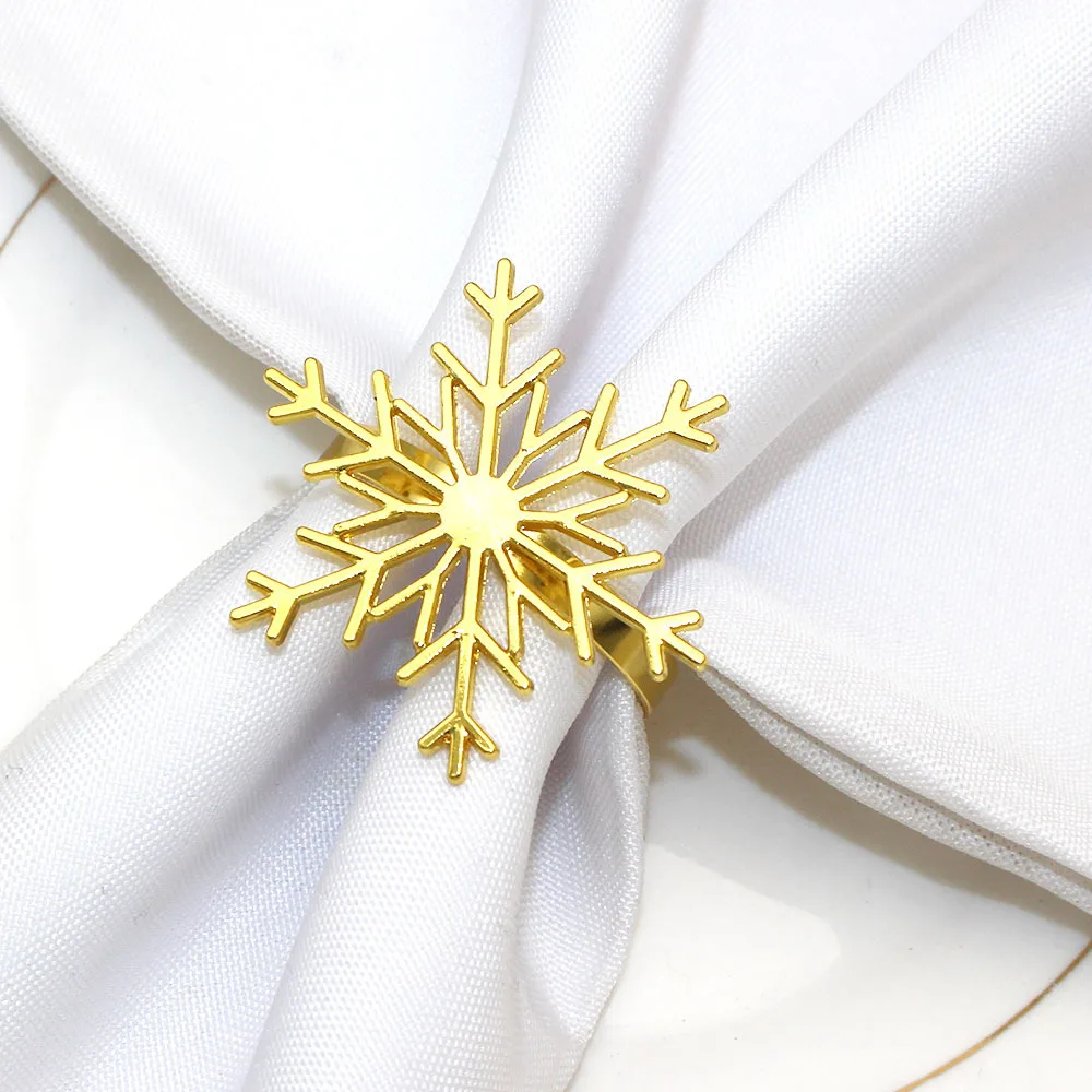 Christmas Decor snowflake napkin ring factory wholesale metal napkin buckle table decoration metal napkin ring