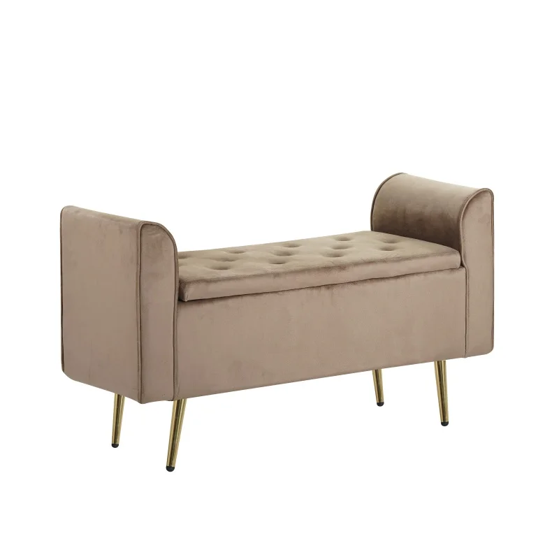 Bedroom Luxury Golden Metal Leg Velvet Shoe Ottoman Bench