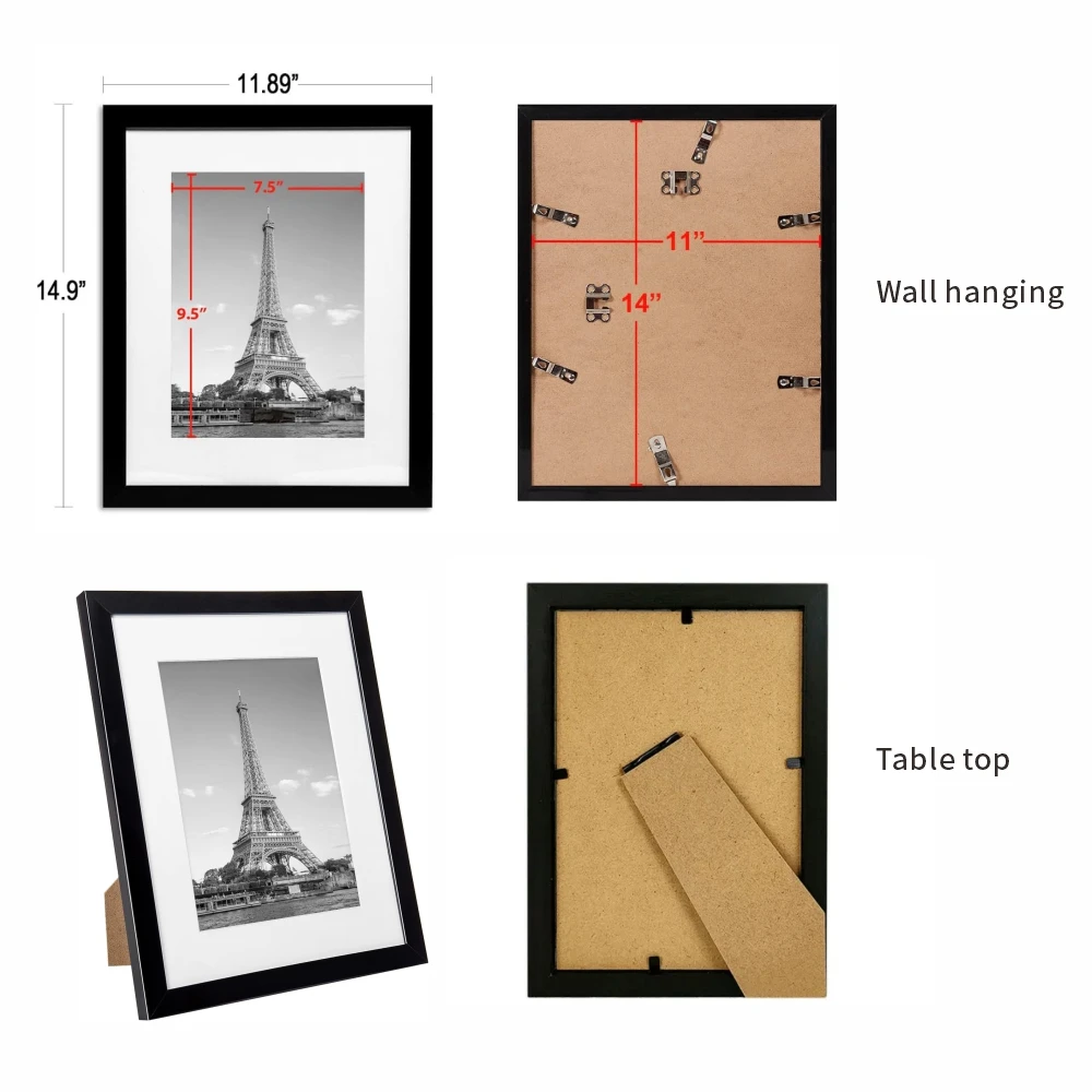 Wholesale White and Black A4/A3/4x6/5X7/6X8/8x10/11x14in MDF Wooden Photo Frame Silk Screen Printed Picture Frame