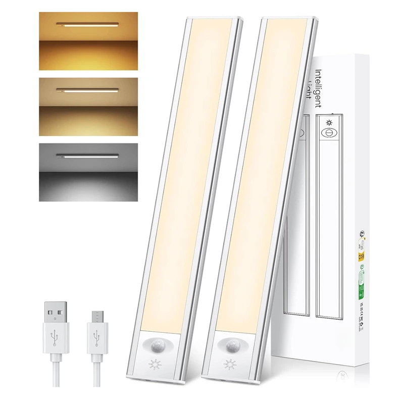 Spot goods Motion Sensor Under Cabinet Light 10cm USB Rechargeable Battery Operated Wireless Magnetic Dimmable LED Closet Light